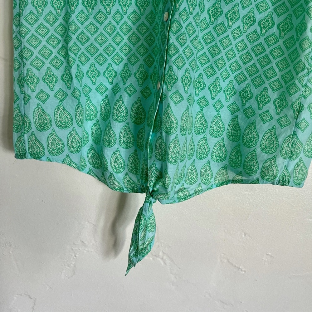 J. Jill Patterned Button Down Tie Front Top - image 3